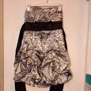 Ruby Rox Black and Cream Asymmetrical strapless dress for young girl